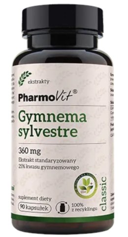 GURMAR EKSTRAKT (GYMNEMA SYLVESTRE) (360 mg) BEZGLUTENOWA 90 KAPSUŁEK - PHARMOVIT (CLASSIC) PHARMOVIT (suplementy diety)