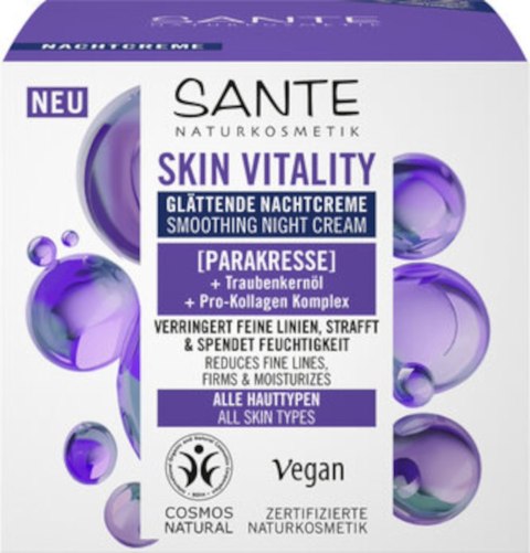 KREM DO TWARZY NA NOC WYGŁADZAJĄCY Z PARAKRESEM, OLEJEM Z PESTEK WINOGRON I KOMPLEKSEM PRO-KOLAGENOWYM ECO 50 ml - SANTE SANTE (kosmetyki) KREM DO TWARZY NA NOC WYGŁADZAJĄCY Z PARAKRESEM, OLEJEM Z PESTEK WINOGRON I KOMPLEKSEM PRO-KOLAGENOWYM ECO 50 ml - SANTE SANTE (kosmetyki)