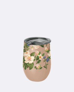 KUBEK ZE STALI NIERDZEWNEJ Z POKRYWKĄ BEŻOWY W KWIATY 420 ml - CHIC-MIC CHIC-MIC (akcesoria kuchenne)