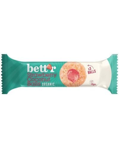 KULKI KOKOSOWE Z NADZIENIEM TRUSKAWKOWYM BEZGLUTENOWE BIO (3 x 15 g) 45 g - BETT'R BETT'R (smoothie, kremy, praliny) KULKI KOKOSOWE Z NADZIENIEM TRUSKAWKOWYM BEZGLUTENOWE BIO (3 x 15 g) 45 g - BETT'R BETT'R (smoothie, kremy, praliny)