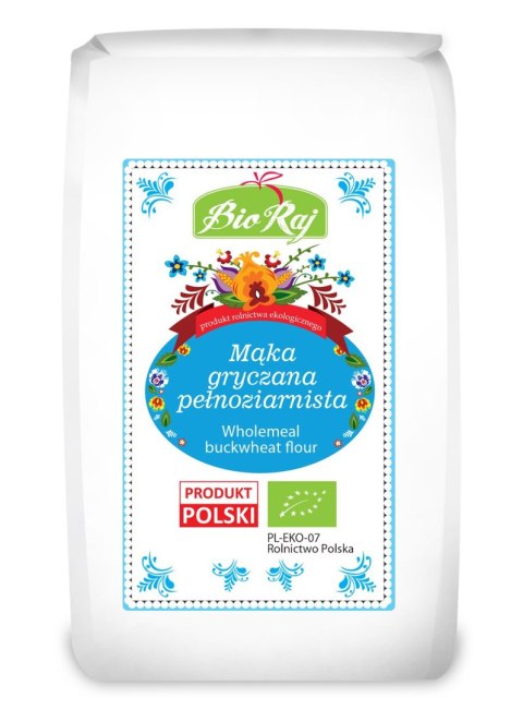 MĄKA GRYCZANA PEŁNOZIARNISTA BIO (POLSKA) 600 g - BIO RAJ BIO RAJ (100 % z Polski) MĄKA GRYCZANA PEŁNOZIARNISTA BIO (POLSKA) 600 g - BIO RAJ BIO RAJ (100 % z Polski)