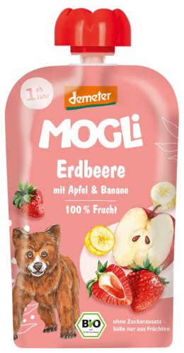 MUS JABŁKO - BANAN - TRUSKAWKA BEZ DODATKU CUKRÓW OD 1 ROKU DEMETER BIO 100 g - MOGLI MOGLI (musy owocowe, przekąski)
