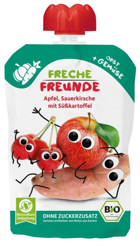 MUS JABŁKO - WIŚNIA - BATAT BEZ DODATKU CUKRÓW BEZGLUTENOWY OD 6 MIESIĄCA BIO 100 g - FRECHE FREUNDE FRECHE FREUNDE (musy owocowe, przekąski) MUS JABŁKO - WIŚNIA - BATAT BEZ DODATKU CUKRÓW BEZGLUTENOWY OD 6 MIESIĄCA BIO 100 g - FRECHE FREUNDE FRECHE FREUNDE (musy owocowe, przekąski)